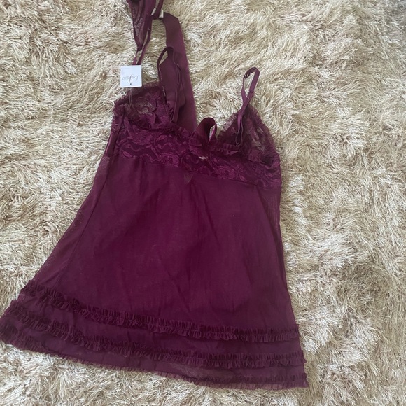 Burgundy Mesh Babydoll - Picture 6 of 11